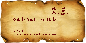 Kubányi Euniké névjegykártya